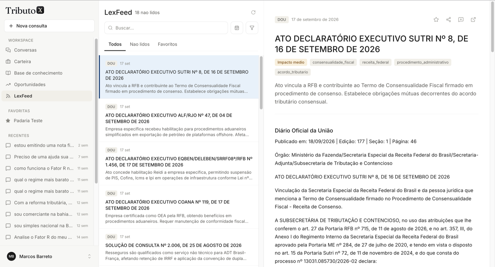 LexFeed dentro do TributoX